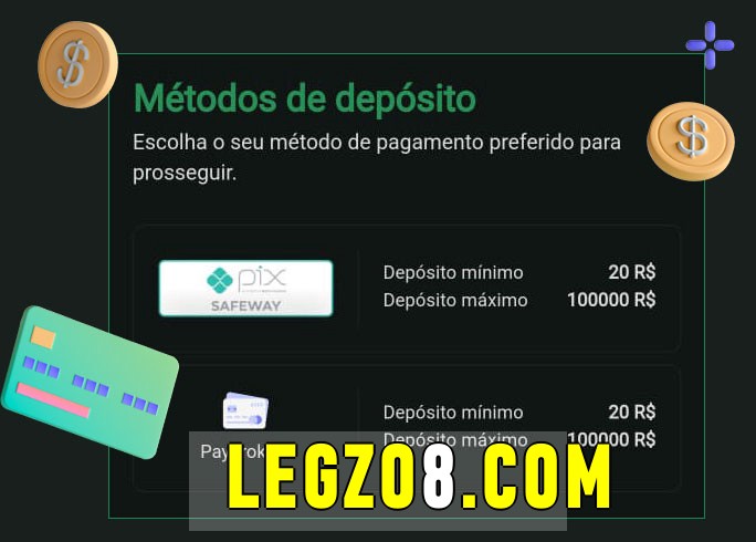 O cassino legzo bet oferece uma grande variedade de métodos de pagamento